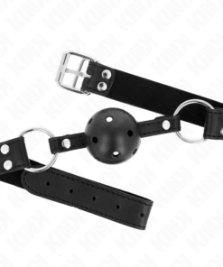 KINK - ATMUNGSAKTIVER BALL 4 CM KNEBEL MIT DOPPELNIET MODELL 1 SCHWARZ 62,5 x 2,5 CM VERSTELLBAR 42-58 CM
